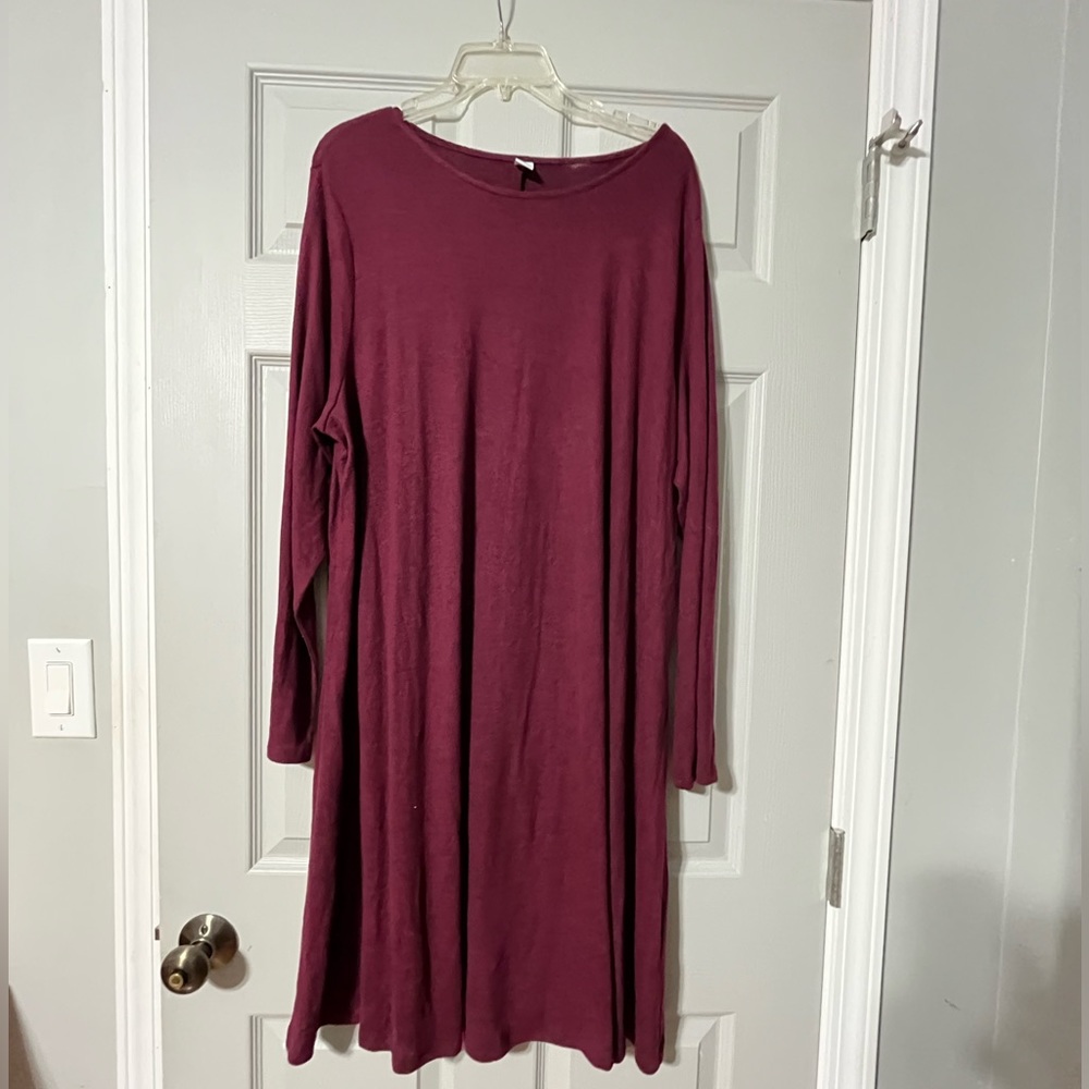 Old Navy Maroon/Burgundy Long Sleeve Swing Dress Size 2X